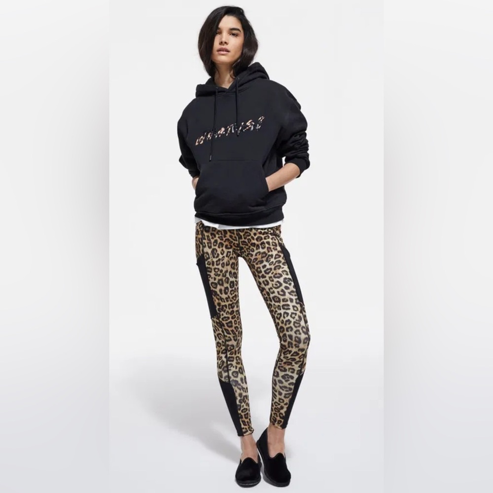 THE KOOPLES Leopard Print Technical Leggings Sz 1 US S Athleisure Designer EUC